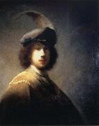 REMBRANDT Harmenszoon van Rijn Self-Portrait with Plumed Beret oil painting picture wholesale